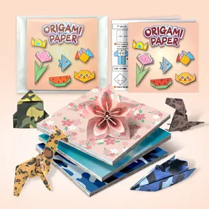 English Origami Kit- 80 Pcs Printed Origami Paper with Instruction Booklet, Enhance Hands-On Skills, Parent-Child Interactive Game, Crafting Kit