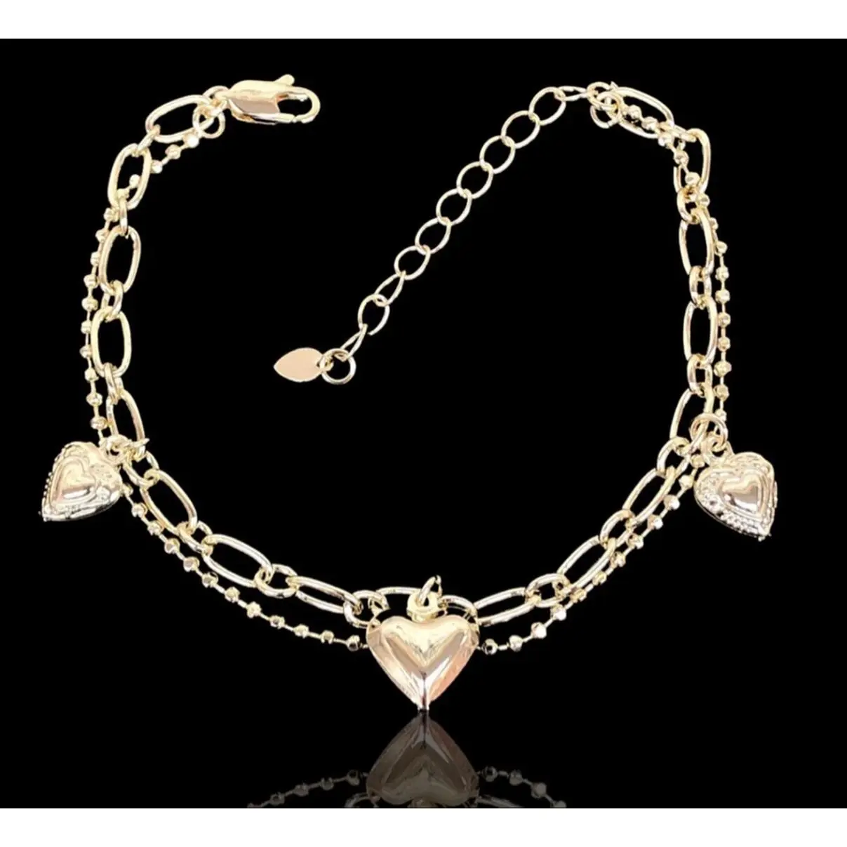 (CREATOR AUCTION) Gold Filled Heart of Gold Bracelet - 7.0"+ 1" Adjustable Chain, 3mm Width, Premium Brass, Sweat & Water Resistant, Nickel Free, Hypoallergenic  Adjustable 7 to 8 inches
