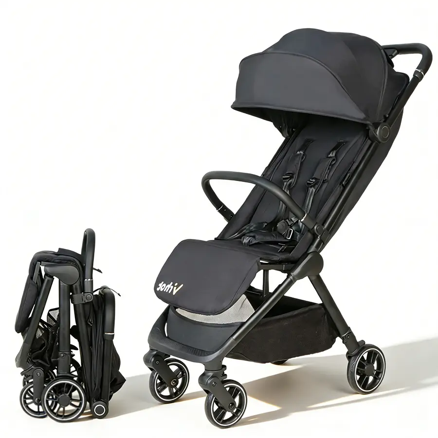 Gravity Folding Toddler Stroller, Lightweight Baby Stroller Single Handed Fold, LargeSunshade with Zipper, Widened Seats & Extended Backrests, Gravity Folding, Suitable for Carrying Outdoors