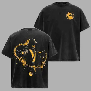 Mortal Kombat Scorpion Short Sleeve Adult T-shirt, Game Shirt - Men's Short-Sleeve Crewneck, Y2K Tropical Casual Streetwear, Unisex Fashion Gift