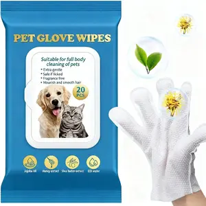 20pcs Pet Cleaning Gloves for Dogs & Cats – No-Rinse Grooming Wipes, Deodorizing & Gentle Care bathing outdoorfun sticky hair