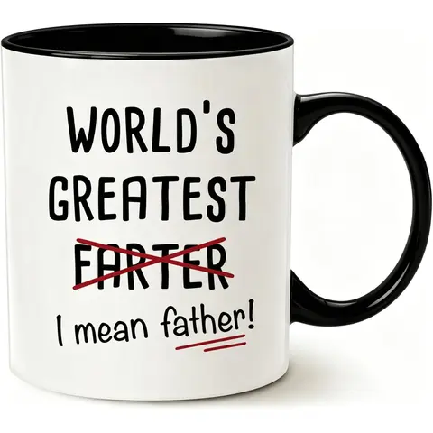 Funny Best Dad Coffee Mug, World's Greatest F, I Mean Father, Best Cute Birthday Gifts for Dad Cup