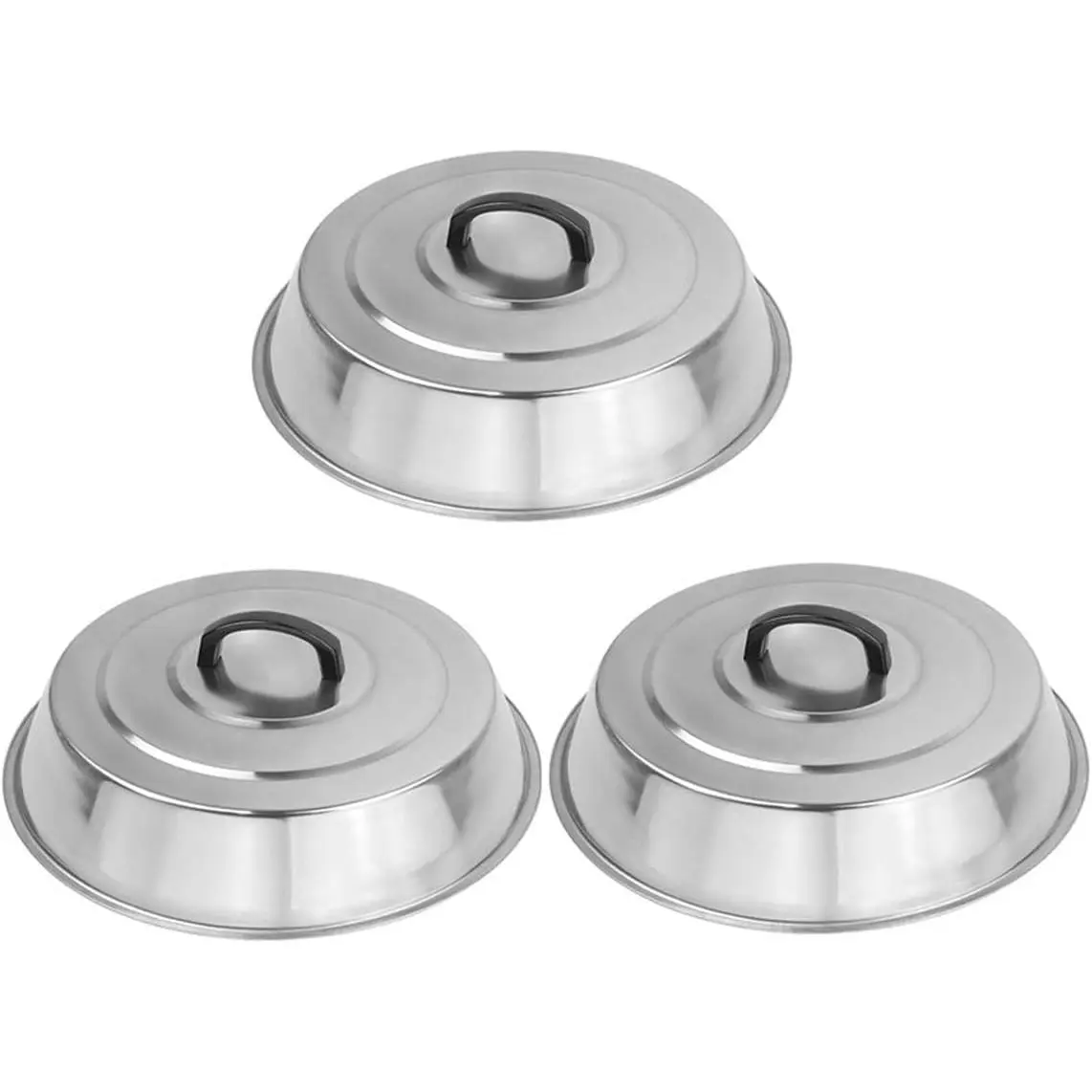 3 Sets BBQ Accessories 12 Inch Round Stainless Steel Basting Cover - Cheese Melting Dome and Steaming Cover, Best fits for Blackstone Camp Chef Flat Top Griddle Grill Cooking Indoor or Outdoor