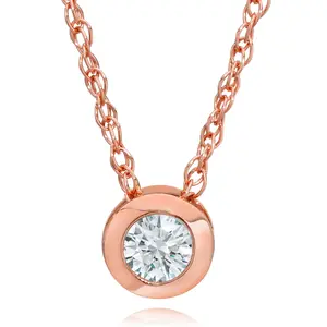 1/3ct Round Bezel Solitaire Diamond Pendant Rose Gold