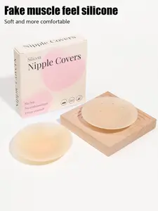 4 pieces of ladies' boxed solid breathable nipple covers, reusable, invisible and seamless breast pads, with anti-protrusion and anti-showing features, with ventilation holes, suitable for wedding dresses, dresses, and swimsuits.