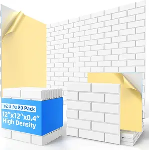 20 Pack Acoustic Panels with Self Adhesive, 12" X 12" X 0.4" High Density Sound Proof  Panels for Walls, Soundproof Wall Panels, Brick Sound Absorbing Panels for Home Studio Office Decor - White