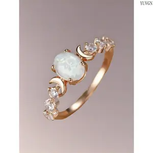 Summer Oval Artificial Gemstone Rhinestone Halo Ring, Luxury Sparkling Statement Band, Elegant Wedding Engagement Jewelry, Ideal Fashion Gift for Women Her Daily Party Banquet Wear