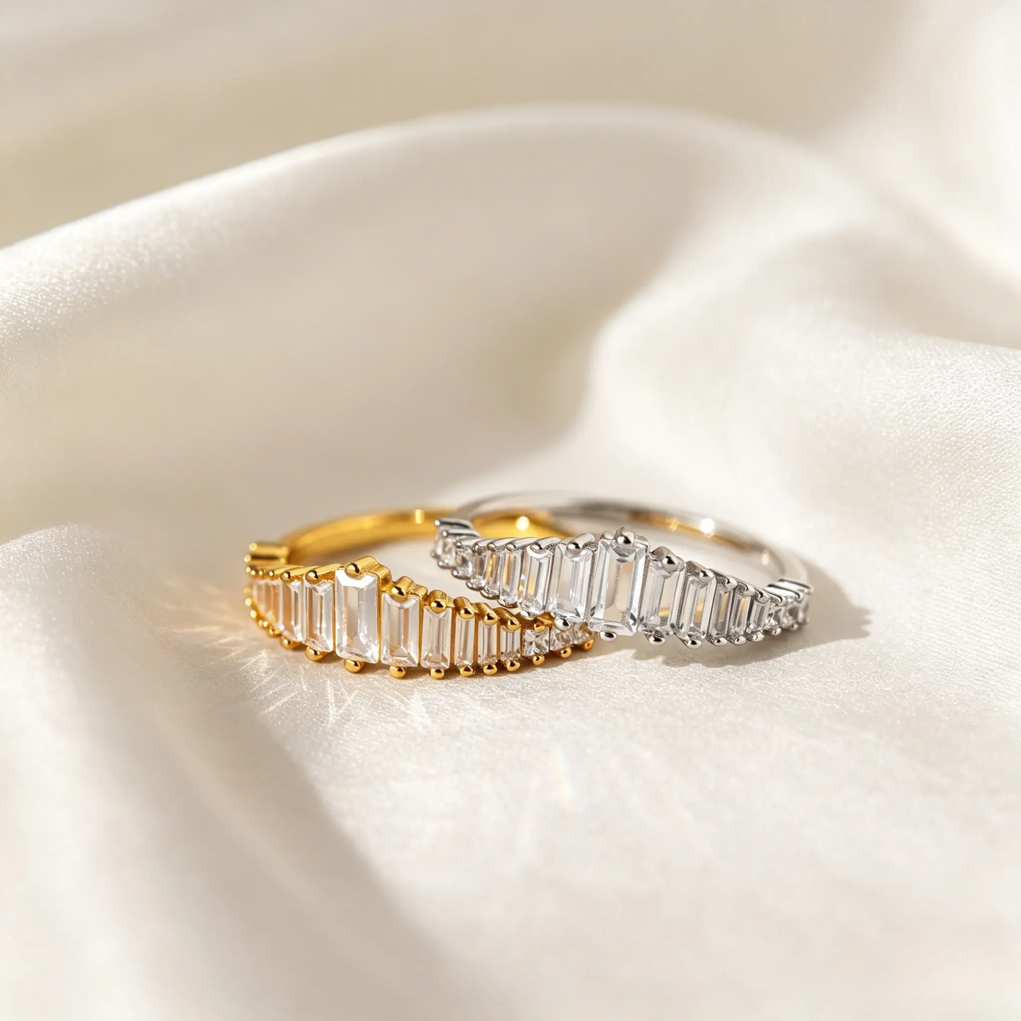 Vintage Baguette Chandelier Art Deco Ring, Dainty Cubic Zirconia Stackable Ring, Minimalist Women Engagement Wedding Band, Romantic Jewelry Gift for Her Anniversary Valentine’s Day