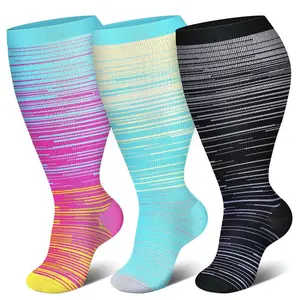 3 Pairs Unisex Knee High Compression Socks for Athletic, Travel, Daily Wear and Circulation Comfort