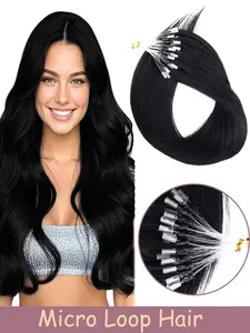 30G 12-22inch Micro Loop Hair Extensions Human Hair Soft Glue With Micro Loop Line Straight Natural Hair Micro Link Hair Pieces  Daily Use Wear