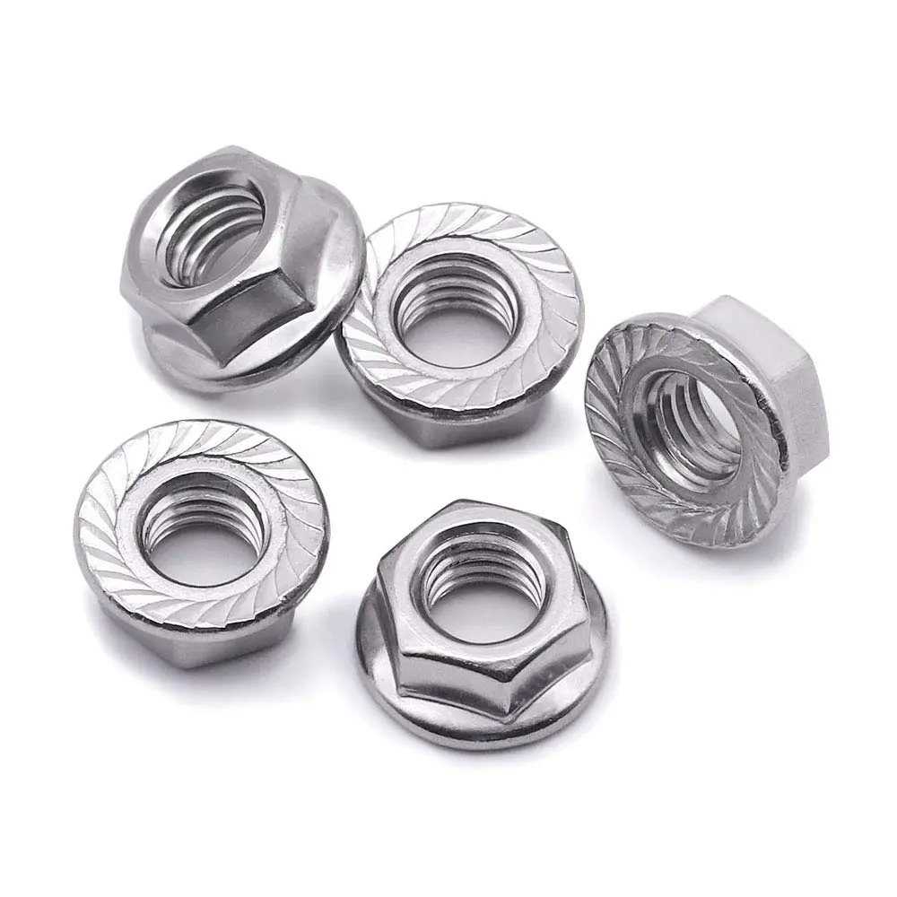 1/4-20 Serrated Flange Hex Lock Nuts, 304 Stainless Steel 18-8 Anti-Loose Nuts for Machinery, Automotive, DIY, 50 count