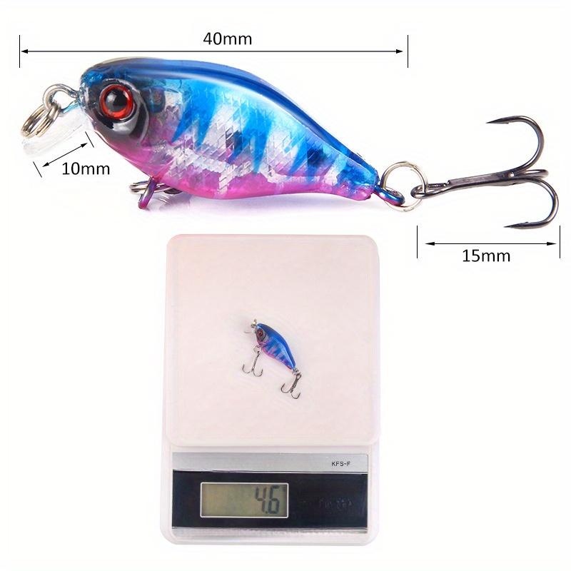 「SW」 5-Pack Mini Crankbaits - 1.57inch/4.6g Realistic Wobbling Lures with Treble Hooks, 5 Vibrant Colors for Bass & Trout
