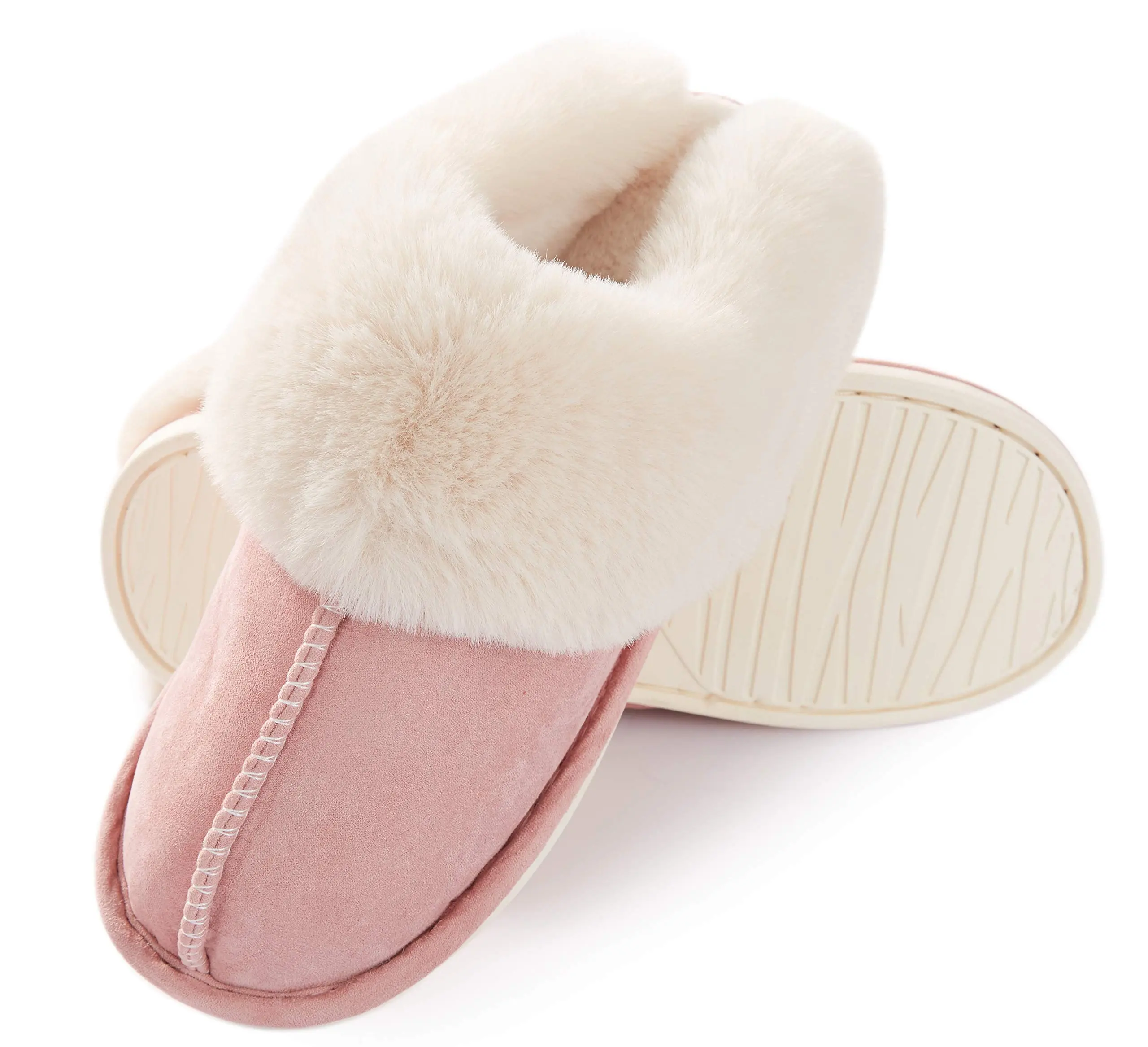 Women's Faux Fur Slide Slippers, Cozy Open Toe Cross Band with Memory Foam, Lightweight Non-Slip Sole for Indoor Outdoor Use, Slide Slipper, Fluffy House Slippers