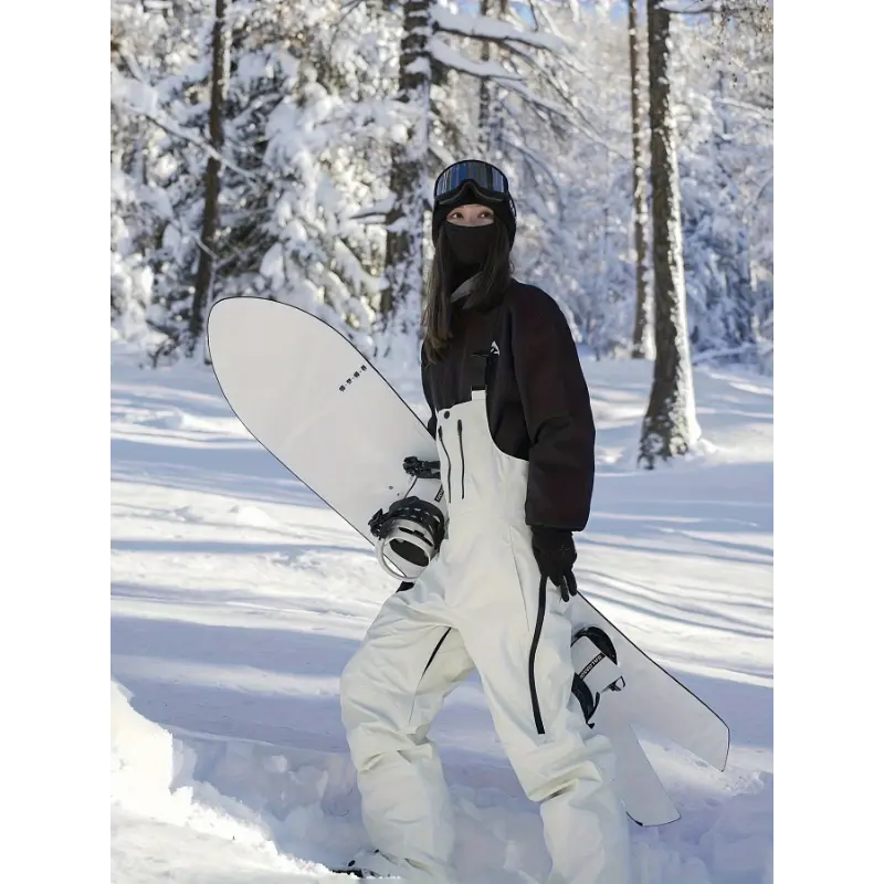 Women'S Backpacking Ski Pants Waterproof Windproof Warm Winter Ski Jumpsuit with Pockets Adjustable Shoulder Straps Outdoor Ski Clothing