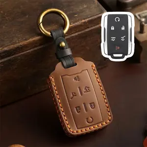 Car Key Case Cover Key Bag For GMC Canyon Sierra Yukon Chevrolet Silverado Colorado Tahoe Suburban Remote Key Holder Fob Shell Carbon Vehicle