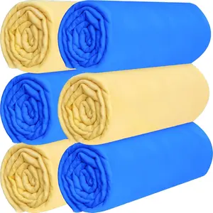 6 Pack Shammy Cloth for Car Drying 26”x17”, Absorbent Chamois Towel for Car, Reusable Shammy Towel Chamois Cloth for Car, Dust Remove, No Scratch/Spot Streak, Blue and Yellow