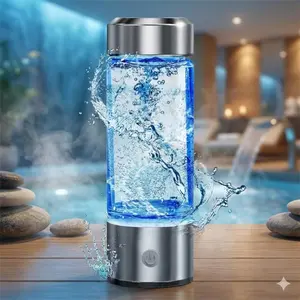 Portable Alkaline Hydrogen Water Bottle Generator: Rechargeable pH Customization, BoroSilicate Glass, Electrolysis for Health, Purification Filter, Large Capacity Travel Sports Thermos Cup Reusable for Home Office Gym