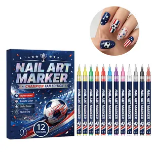 12-color Nail Art Marker, Fan Party DIY Nail Drawing Set for Sports Party Dress-up for DIY body tattoos, nail art pens, quick-dry nail brushes, finger painting pens for parties, gatherings, and holiday support summerwins