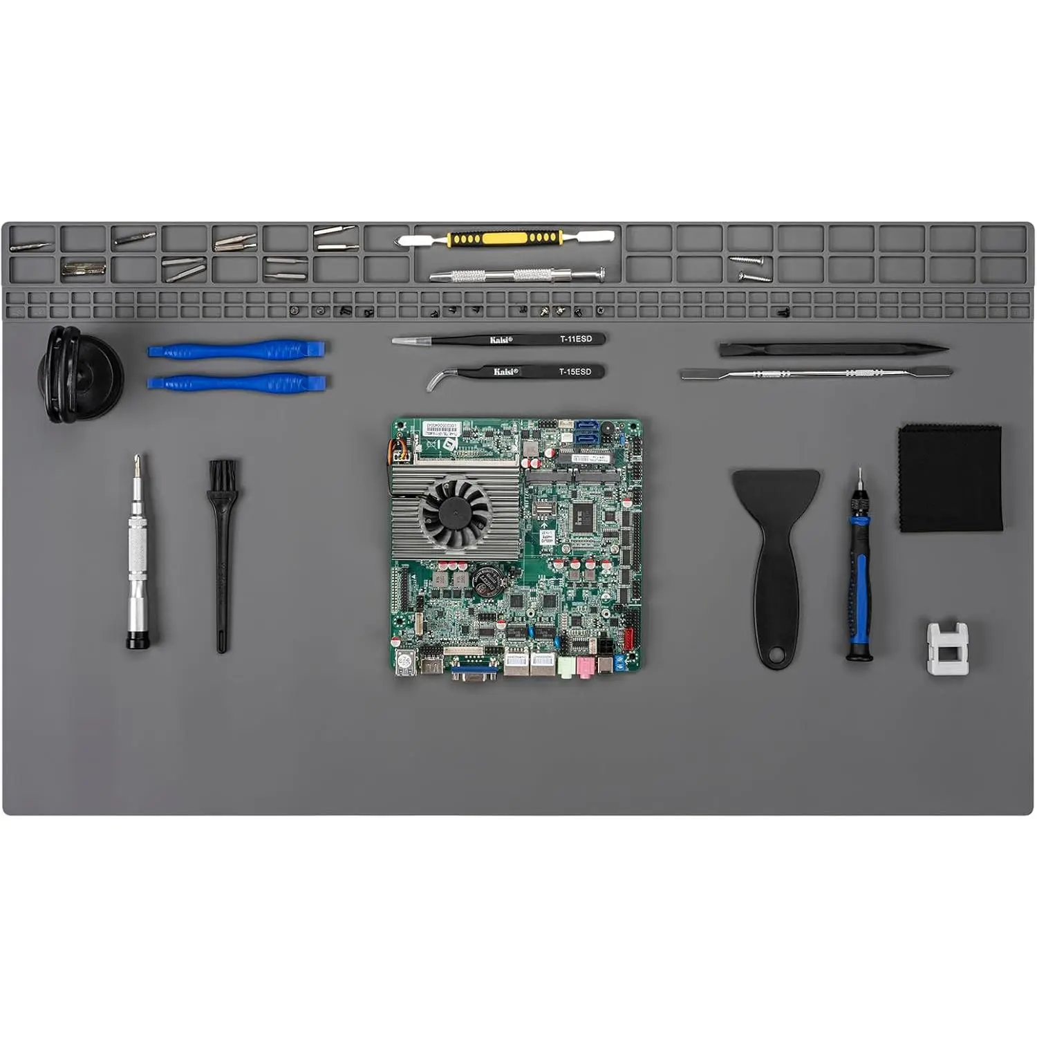 Large Soldering Mat, Oversized 932°F Heat Resistant Solder Mat, Large Repair Workbench Pad for Electronics Phone Watch Laptop Repair, BGA Soldering Iron (Grey,27.6''x15.7'')