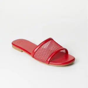 JUST FAB Women's Casual Mesh Flat Slide Sandals - Women Sandals for Summer, Comfy, Chic, Breathable, Lightweight Effortless Footwear