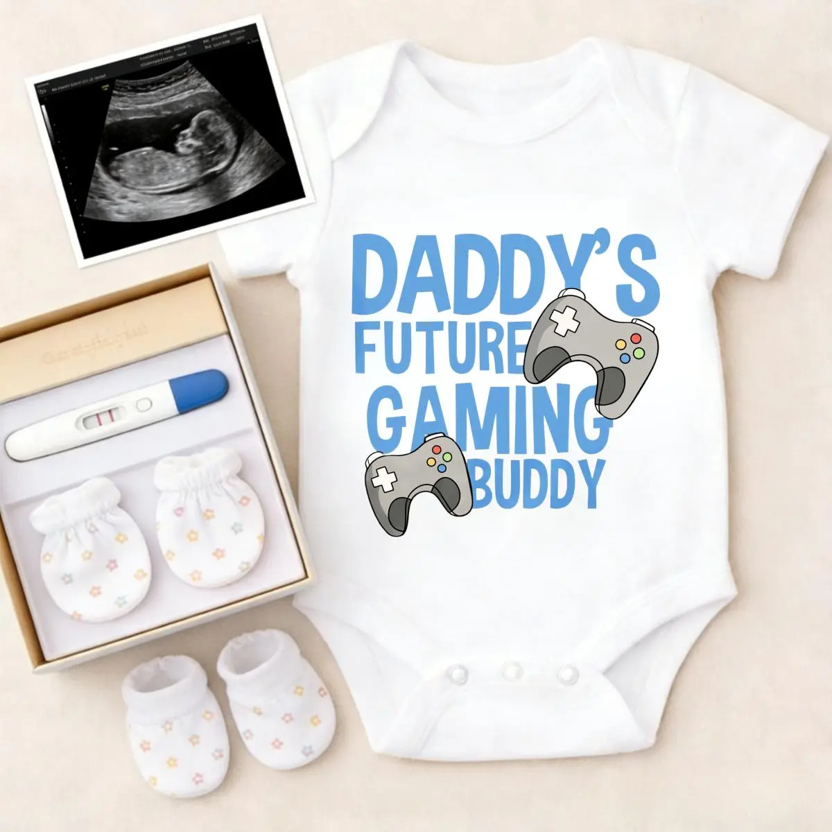 Boys' 100% Pure Cotton Baby Bodysuit - Daddy's Future Gaming Buddy Gaming Print, Non-Irritating, Breathable, Stretchy, Roomy Legs, Snap Closure Pure Cotton Clothing for Gifting & Everyday Wear