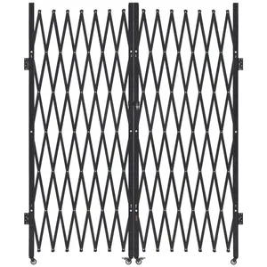 summervibes VEVOR Double Folding Security Gate, Lockable Scissor Gate with 360 Swivel Casters, Outdoor Barricade Steel Retractable Gates, for Entry Security, Garage, Warehouse Pool, 145.67x 86.81 in (Wx H)