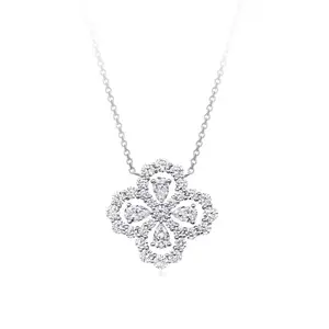 Popular Full-Diamond Lucky Clover Necklace for Women, High-End Design Clavicle Chain, Light Luxury and Elegant