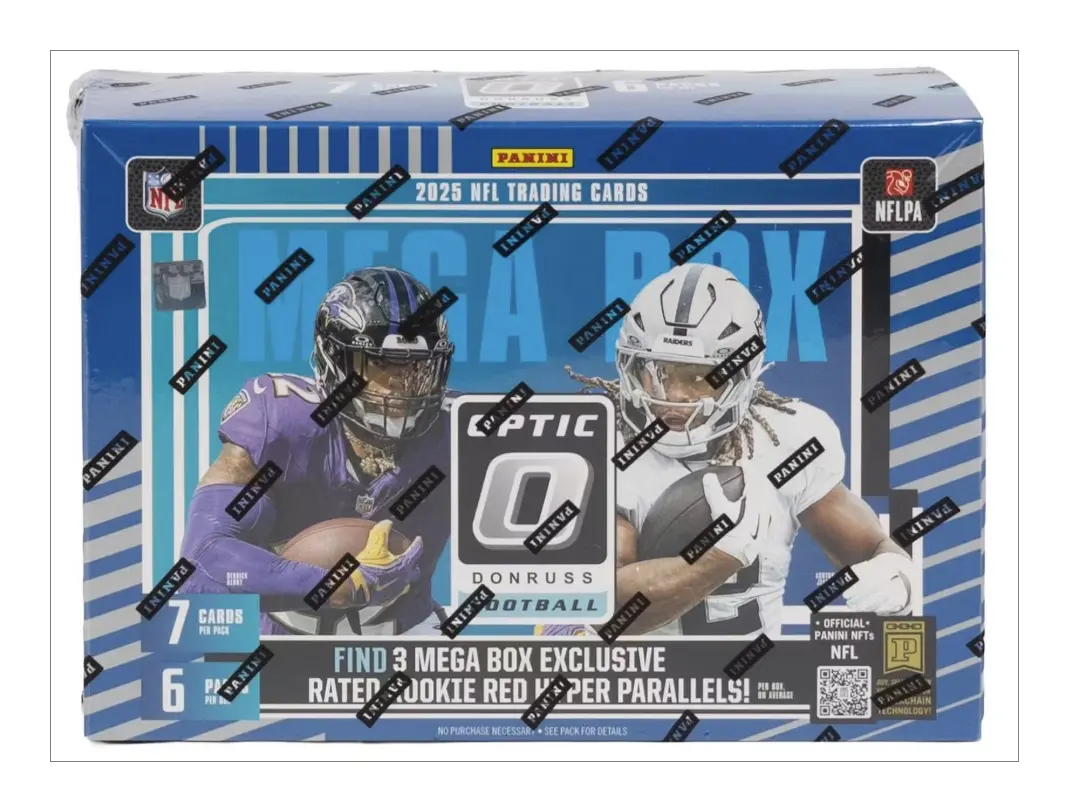2025 Panini Donruss Optic Football Hobby Mega Box (Red Hyper) - 7 Cards/Pack, 6 Packs/Box - Downtown/Uptown/Downtown Duo/Dowtown Legends/Hash Marks Hunt!