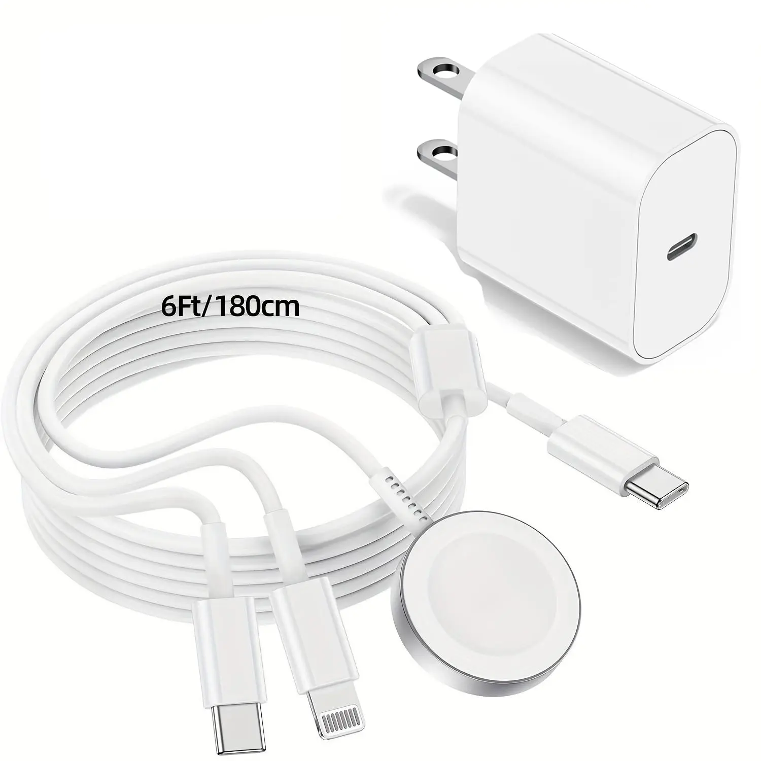JOZASHON Upgraded 3-in-1 Magnetic USB C Fast Watch Charging Cable with MFI Certification and 20W Fast Charger for APPLE watch for Smartphone Electronic Cellphone