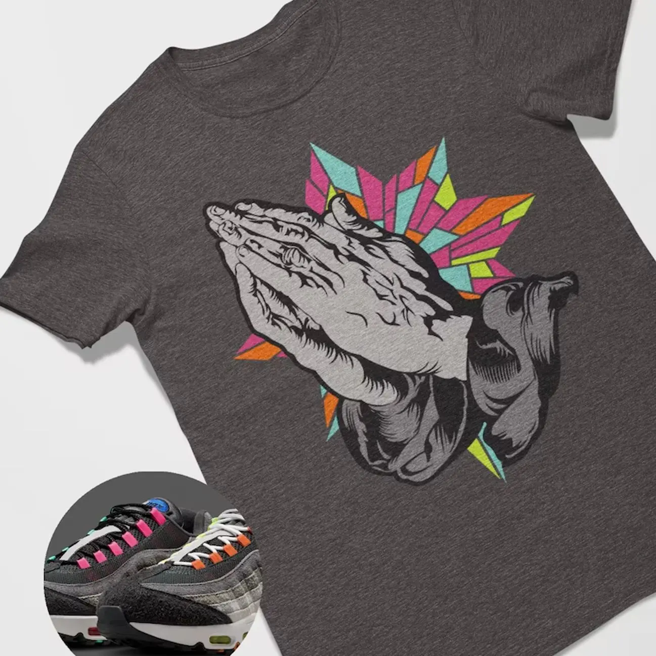 Blessed Air Max 95 Greedy Matching Sneaker Tee Shirt Grey