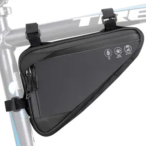 2L Water Resistant Reflective Bicycle Triangle Frame Bag with Two Side Pockets Adjustable Strap-On Design for Mountain Road Bikes