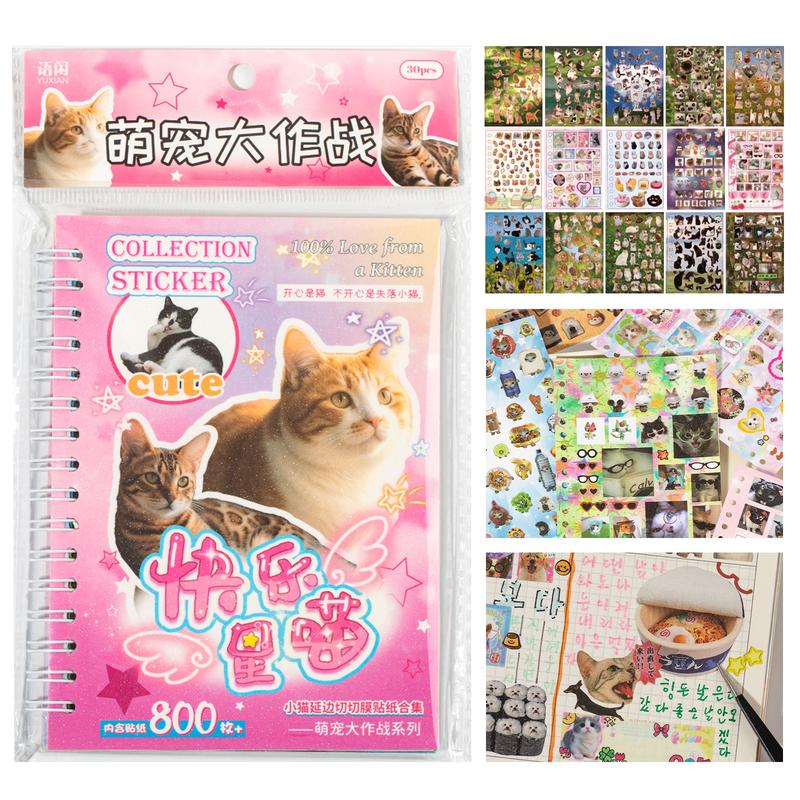 4 Styles Cat & Dog Sticker Books – 30 Sheets 800 Pcs Stickers per Style, Kawaii Aesthetic Stickers for Scrapbooking, Journaling, DIY Crafts & Planners | TikTokShopJumpstartSale