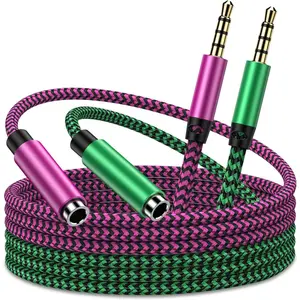 3.5mm Extension Cable, Braided 1/8" TRRS 4-Conductor Headphone Jack Aux Extender with MIC Compatible with iPhone iPad Tablet Laptop Speaker - Male to Female Stereo Audio Extender Cable Cord