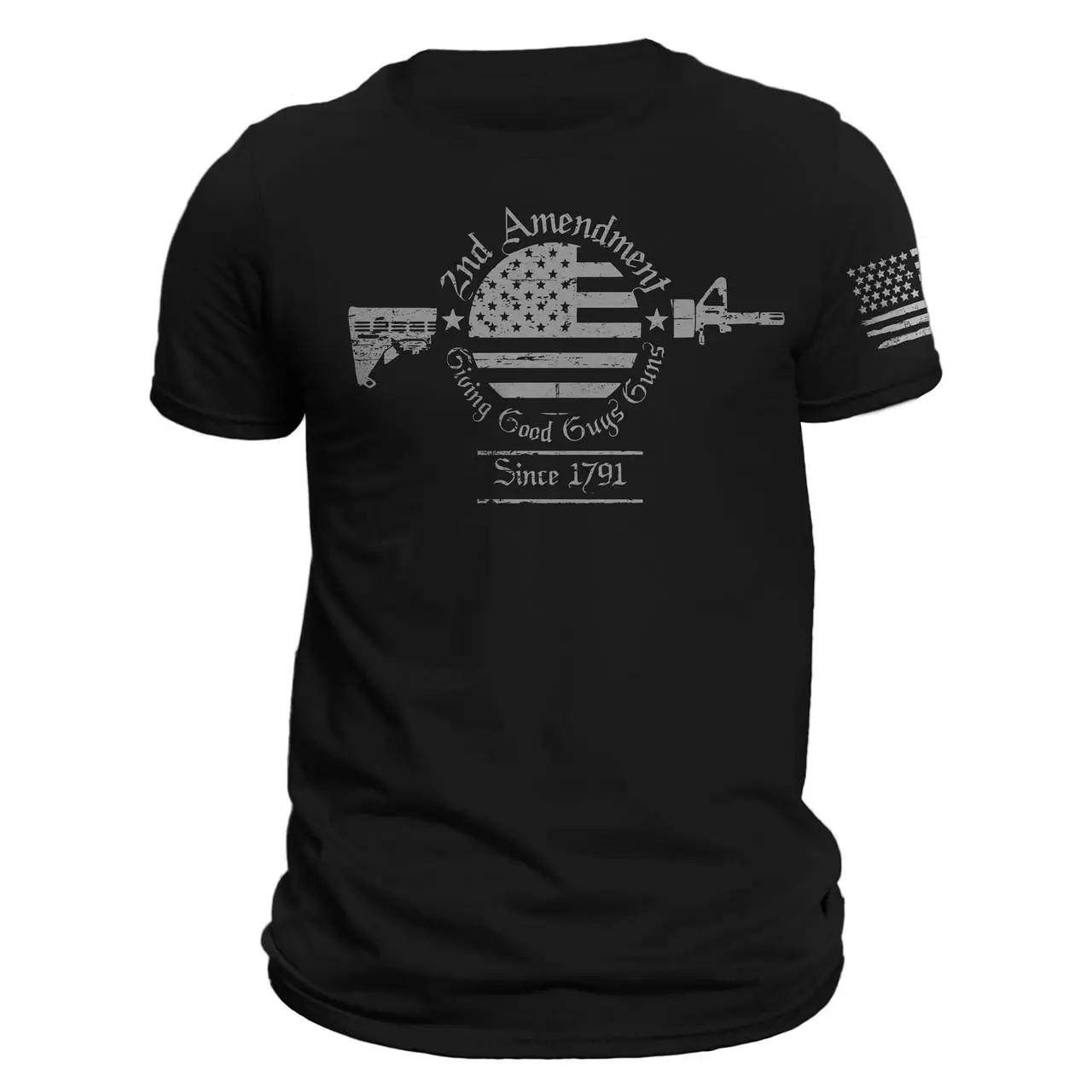 Men's 2nd Amendment 1791 American Flag Rifle Graphic T-Shirt - Menswear Tops, Round Neck Short-Sleeve Vintage Patriotic USA Casual Tee for All Seasons, Shortsleeve