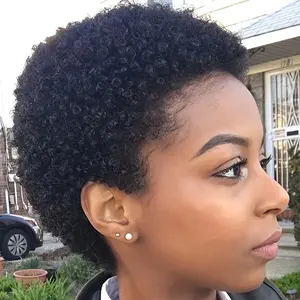 Elegant Pixie Cut Wig for Women - Natural Black, Kinky Curly Brazilian Human Hair, Glueless with Baby Hairs, 150% Density, Short Curly, Cut, Brazilian,  chocolate brown wig