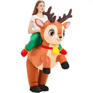 Christmas Reindeer Riding Inflatable Costume for Adults, Cute Party, Festive Holiday Wear, Fun Christmas Apparel