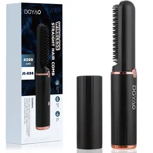 DGYAO Professional Hair Straightener Comb, Styling Tool for Frizz-Free Hair, Straightening Brush with Ceramic Coating, Fast Heat-Up, Cordless,Portable for Travel Straight Hair Comb Ceramic Coating, Lightweight for Touch, -ups