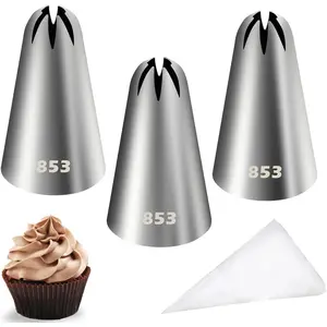 Piping Tips Set, Stainless Steel Icing Tips with 20 Disposable Pastry Bags for Cake Decorating Piping Bags and Tips Set, 853 Frosting Tip Cupcake Decorating Kit