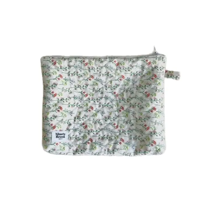 Wildflower Quilted Zipper Pouch, Makeup Bag, Floral Makeup Bag, Floral Quilted Bag, Cotton Cosmetic Bag, Quilted Skincare Bag, Gifts For Her
