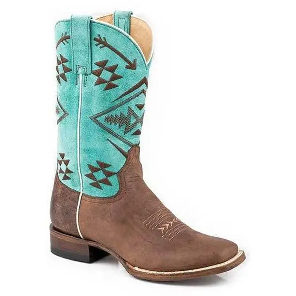 Women's Roper Ruby Leather Boots Handcrafted Brown