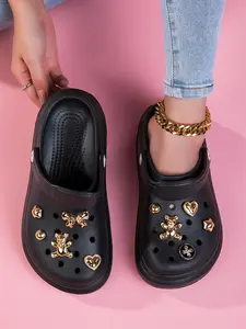Women's Summer Breathable Anti-Slip Sandals, Thick Sole Holey Shoes for Outdoor Wear, DIY Decoration Style, Comfortable and Stylish Footwear
