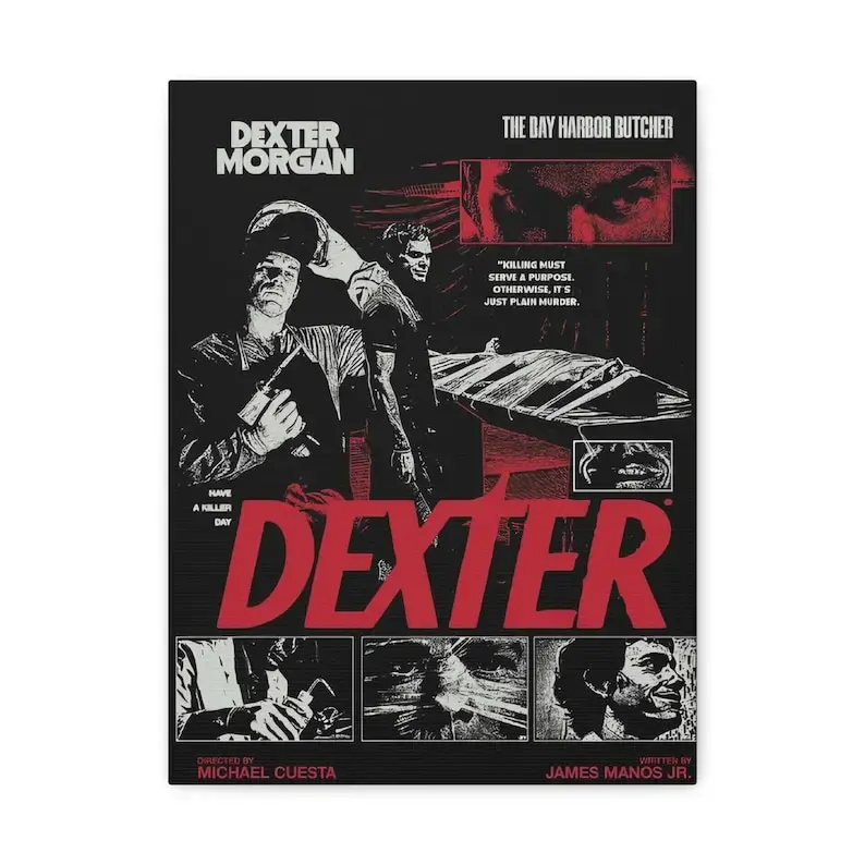 Dexter Morgan Art Print - Matte Wall Decor for Film Lovers, Horror Fans, Home Theater, Gift for Dexter Fans, Movie Night Wall Art Frames Glossy