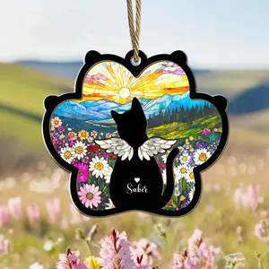 [NEW] Pet Loss Remembrance Gift – Custom Cat Sympathy Window Hanging – Gift for Cat Lovers
