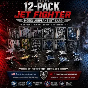 12-Pack Fighter Jet Model Kit Cards – Eastern & Western Series