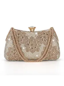 Women's Elegant Rhinestone Decorated Evening Bag, Exquisite Trendy Chain Strap Clutch Bag, Fashionable Bag for Party Decoration
