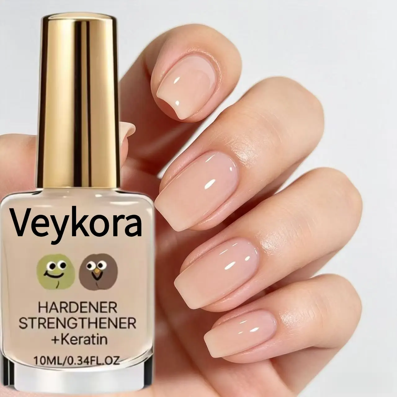 Nail strengthener that fixes weak brittle nails Natural nude glossy nail hardener, keratin nail treatment for daily manicure