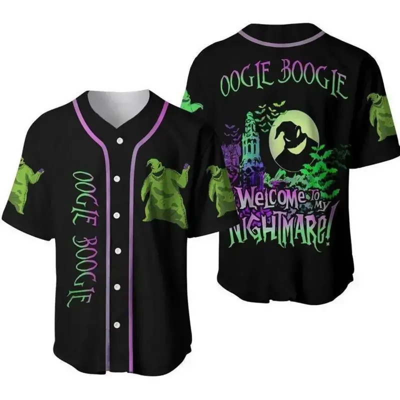 Oogie Boogie Inspired Baseball Jersey for Men & Women – Spooky Halloween Horror Shirt, Button-Up Costume Top
