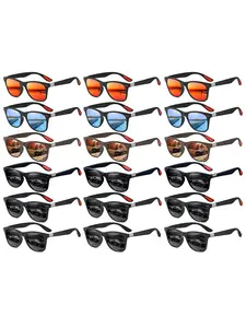 18pcs The latest spliced sports sunglasses are unisex and available in multiple colors.Equipped with UV400 protective lenses,the classic color splicing frame is paired with rubber nose pads and temple cushions to provide a comfortable wearing experience.