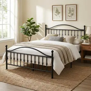 Garvee Queen Metal Bed Frame, Heavy Duty Steel Platform Bed Frame No Headboard, Fits 80 × 60 inch Mattress, Black Mattress Foundation, Noise Free Support, Easy Assembly, No Box Spring Needed