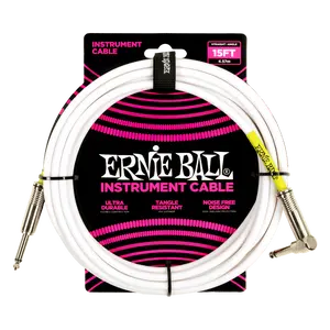 Ernie Ball Classic Instrument Cable Straight/Angle 15ft - White